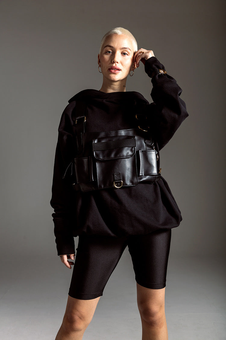 Oversized criss cross hoodie | 333
